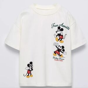 Zara Disney Mickey Mouse Kids T-Shirt - Cream